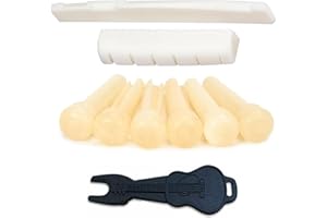 MIWAYER Miwayrer Acoustic Guitar Bone Bridge Saddle Nut with 6pcs Guitar Bridge Pins and Pins Puller (Bone Bridge & Unbleached Bone Pins)
