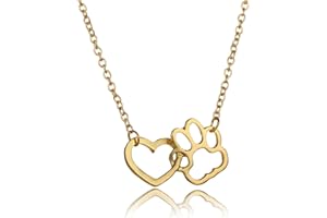 DREUYET Paw Print Necklace for Women Girls Cute Dainty Animal Pendant Necklace Glitter Personalized Colorful Pet Memorial Necklace Dog or Cat Memorial Jewelry Gifts for Cat Mom Animals Lover