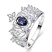 Psiroy 925 Sterling Silver Plated Simulated Rainbow Topaz Tiara Crown Ring Size 6