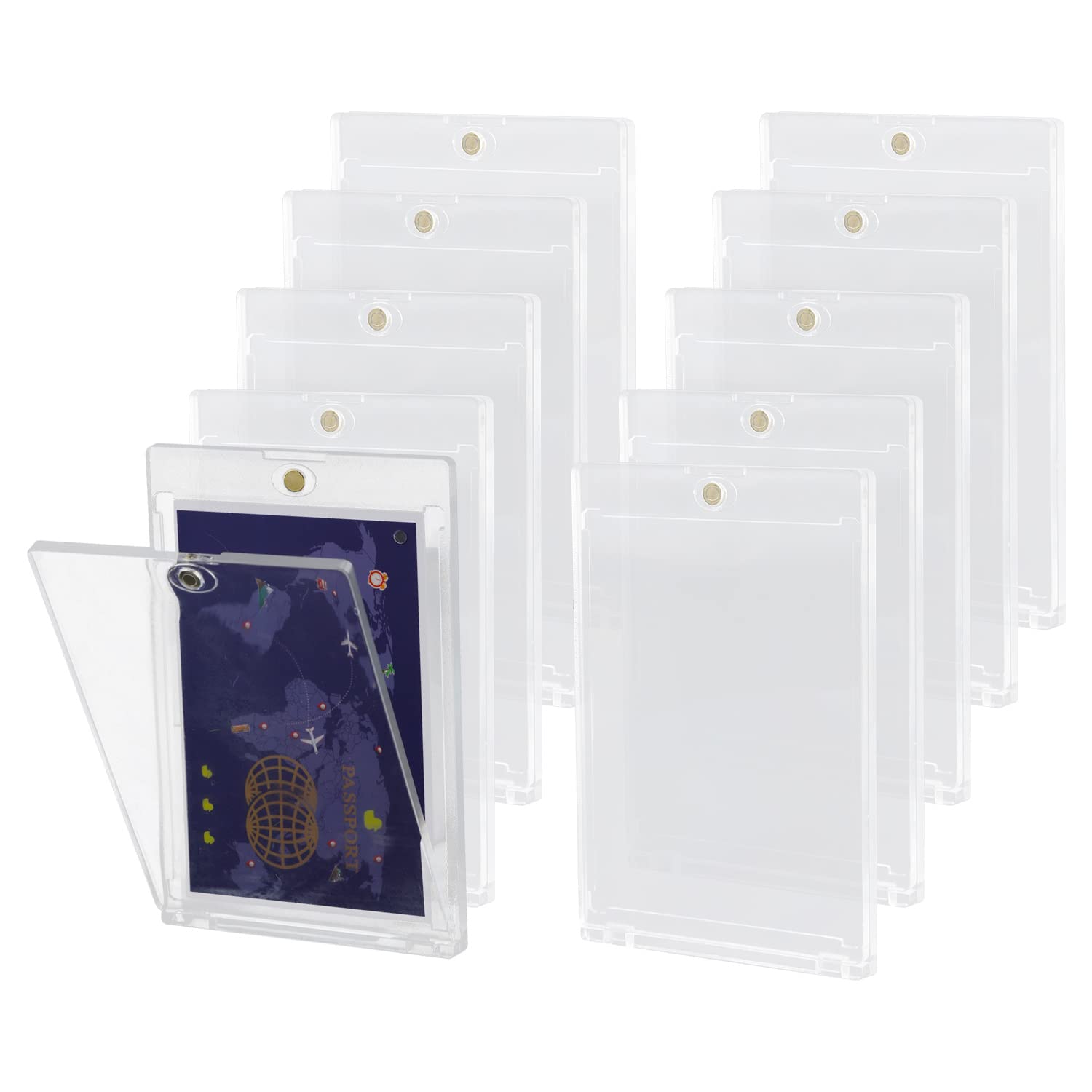 SAVITA 10pcs Magnetic Card Holders, 35PT One Touch Card Holder for Trading Card Hard Card Sleeves Display Case Waterproof Clear Card Protectors Top Loaders for Basketball Sports Game Cards