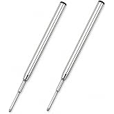 CaoDuRen 3.88 in / 98 mm Long Ballpoint Ink Refill Compatible with Montblanc PN:116190 124493 P164 Ballpoint Ballpen Rollerball Pens Tip: 1.0mm Medium Point, Soft Smooth Roll, (Black, 2PCS)