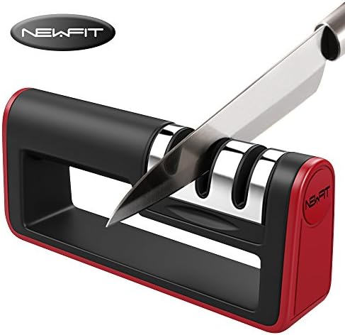 Newfit Knife Sharpener 3-Stage Edge Kitchen Knife Sharpening Tool for Straight and Serrated Knives