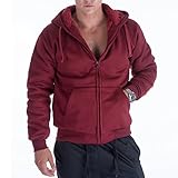 Heavyweight 1.8 lb Full-Zip Sherpa Lined Fleece Hoodies for Men Plus Sizes S - 5XL Men's Solid Jackets