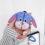 Ultra Thick Soft Silicone Case with Finger Strap for Apple Airpods 1 2 1st 2nd Blue Donkey Eeyore Teddy Animal Animation Cartoon 3D Cute Lovely Hot Kids Girls Teens Daughter