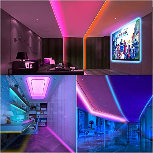 65.6ft/20M LED Strip Light DreamColor SyNong Soft RGB Rope Lights 5050 SMD 600 LEDs Non Waterproof 2x10M Tape Light with 44 Keys IR Remote Control and 12V Power Adapter for Room Kitchen Festival Deco