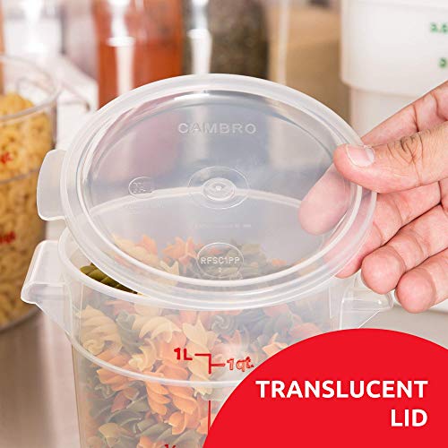 Cambro 1 Quart Round Food Storage Containers, Translucent with Lids Bundle (2 Containers, 2 Lids
