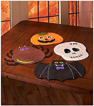 Haunting Halloween Table Placemats Set of 4 Festive Pumpkin Skull Spider &amp; Bat
