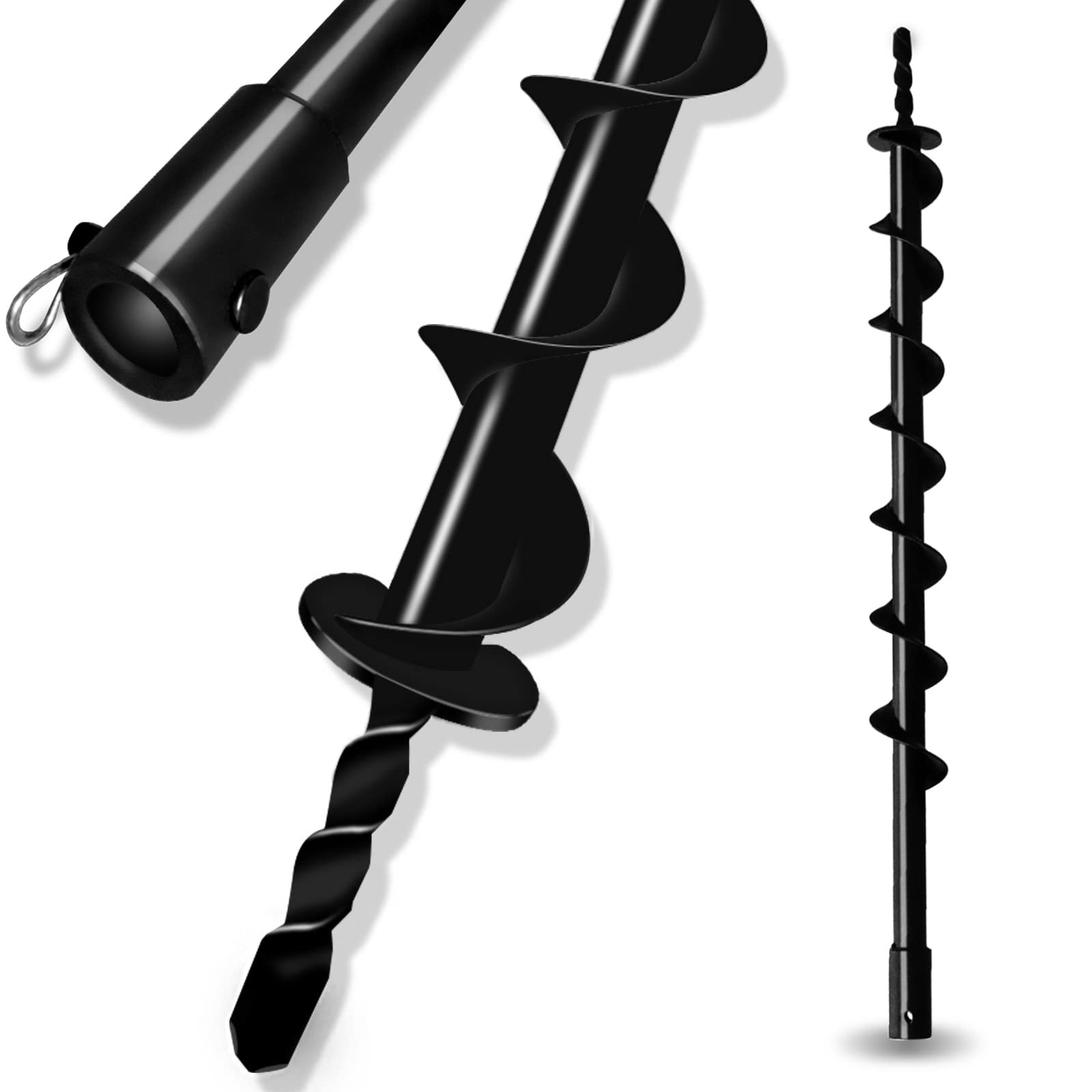 LONGRUN Earth Auger Drill Bit, 20mm Inner Shaft Head Garden Auger Bit Post Hole Digger, Fence Hole Digger Solid Spiral Augers for Planting Trees -5 x 80cm