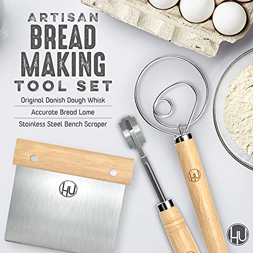 Bread Making Tools and Supplies Set of 3 Danish Dough Whisk, Bread
