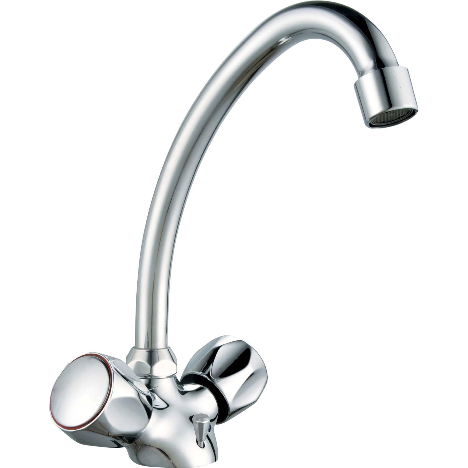 Edouard Rousseau - Konfort Basin Mixer - Brass Tap with Movable Spout - Metal Handles - 235 (Height) x 145 mm (Saillie) - Chrome