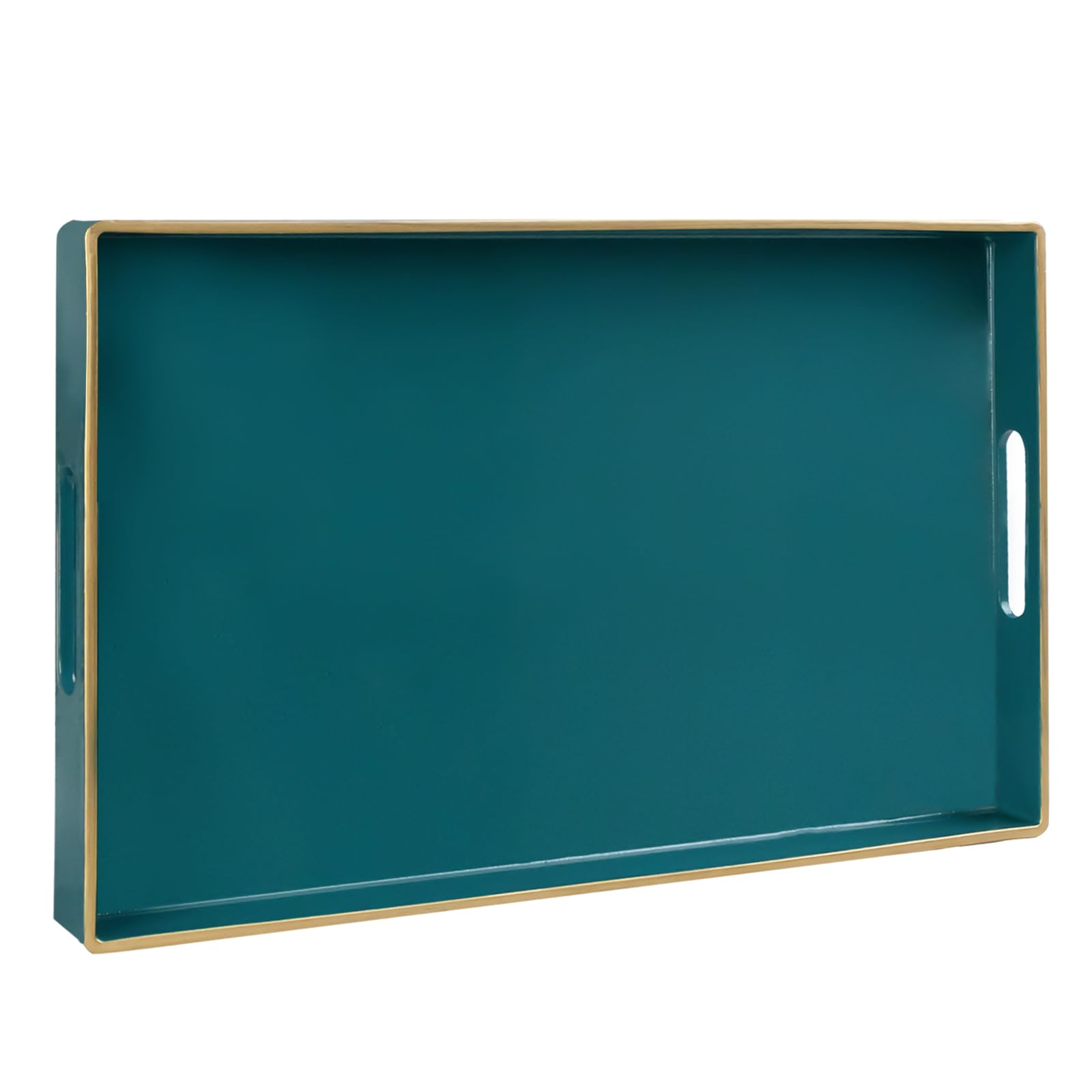 MAONAME Gold Decorative Tray - 15.8x10.2 Inch Rectangle Serving Tray With Handles - Plastic Ottoman Tray - View #10