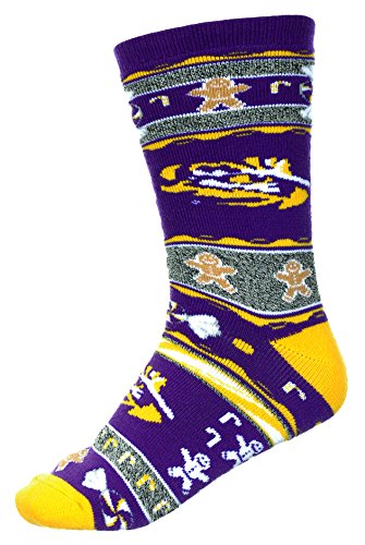 For Bare Feet LSU Tigers Ugly Christmas Xmas Holiday Sports Socks