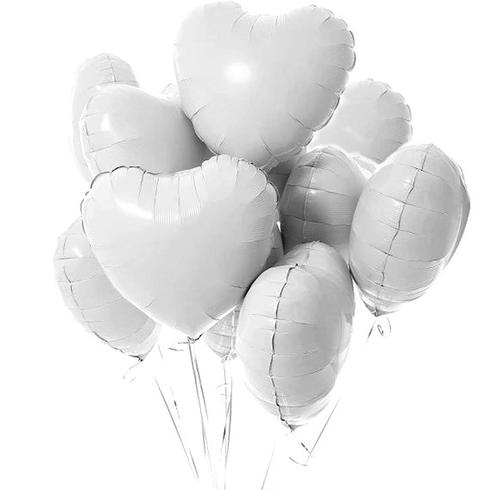 Pack of 20 White Heart Balloons Valentine's Day 18 Inch Heart Shape Helium Balloons, White Love Balloons, Heart Balloons, Helium Suitable for Wedding, Engagement, Bridal Shower