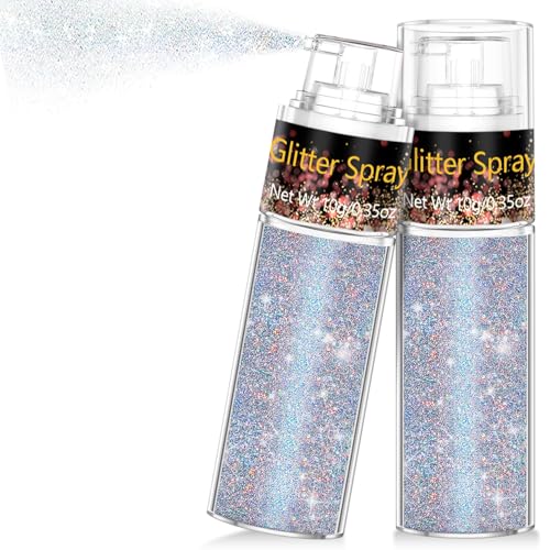 Hair and Body Glitter Spray, 1PC Glint-Rainbow Glitter Hairspray Dry Powder Makeup for Clothes, Festival Rave Prom Loose Sparkle Powder,Holographic Ultra Fine Resin Glitters for Crafts (Glint-Rainbow)