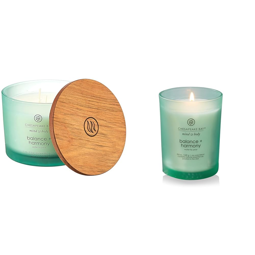 Chesapeake Bay Candle Scented Candle, Balance + Harmony Water Lily Pear, 50 Hour Burn Time Soy Wax Blend Jar Candle Bundle Image
