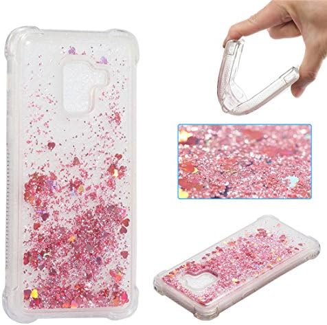 Galaxy A8 2018 Case, Love Sound Flowing Liquid Floating Fashion Love Heart Bling Glitter Shock-Absorbing Soft TPU Protective Case Cover for Samsung Galaxy A8 2018 - Rose Gold