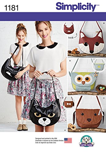 Simplicity Patterns US1181OS Animal Bags, OS (ONE Size)