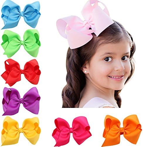 AmazingGifts4U Grosgrain Ribbon 6 Inch Boutique Hair Bows Tough &amp; Cute for Babies, Teen Kids and Girls 20 Pack by AmazingGifts4U