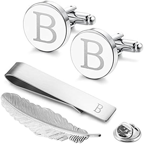 GGemony Men's Shirt Cufflinks 2PCS,Premium Quality Personalized Alphabet Letter A-Z (B-1laser/)