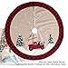 GMOEGEFT 48 Inches Christmas Tree Skirt Burlap with Buffalo Check Trim Rustic Truck and Dog Printing Xmas Home Decoration Ornaments (Truck & Dog)