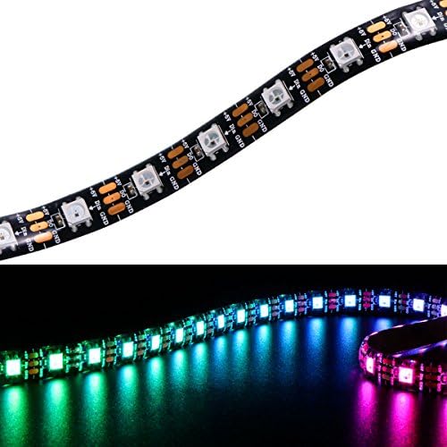 WIXURE WS2812B LED Strip Light Individually Addressable Programmable WS2811 Built-in 5050 RGB DC5V Dream Color LED Rope Light(16.4ft/5m 60leds/m Black PCB Waterproof IP65)