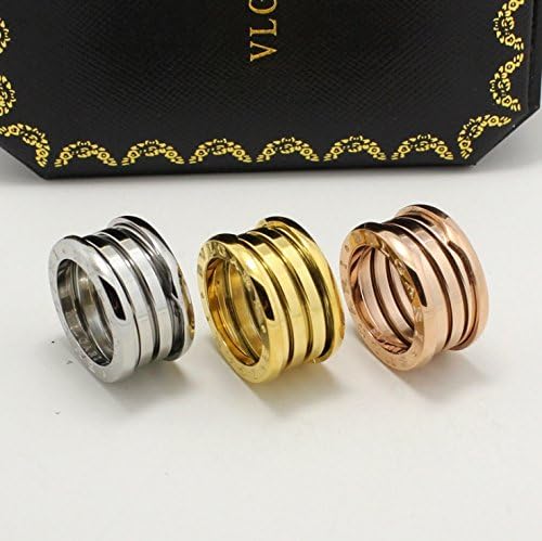 Xiaoxiongmao 2New Brand 3 Color Bulgaria Rings All Metal Spring Shaped Luxury Brand Jewelry Titanium Best Gift for Men and Women Rose gold 8