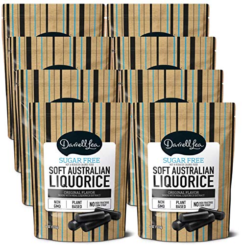 Amazon Com Soft Australian Sugar Free Black Licorice 8 Pack Darrell Lea 8 4oz Bags Non Gmo No Hfcs Kosher America S 1 Soft Eating Licorice Brand Grocery Gourmet Food