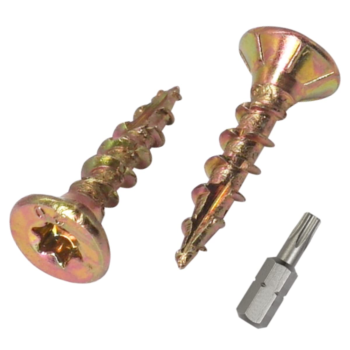 SKIR'CO (Pack of 100 pcs) Universal Zinc Plated Steel 4.0 x 20 mm Yellow Wood Screws, Countersunk Head, Torx Head, Type 17, Chipboard Screws (100, 4.0 x 20 mm)