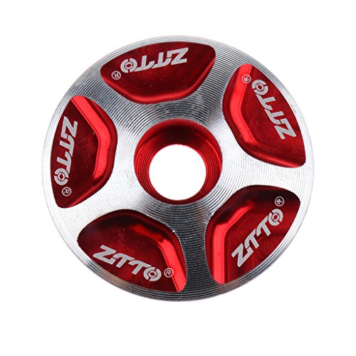 Fenteer Mountain Bicycle Handlebar Top Cap, Bike Headset Top Cap Stem Cover 1-1/8″ MTB Carbon Headset 28.6mm Bike Parts – Red