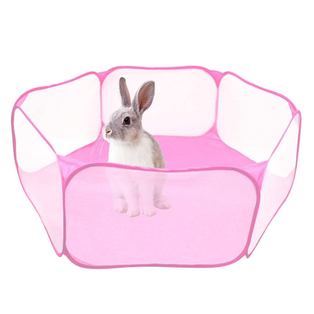 Folding Pet Cat Playpen Rabbit Hamster Indoor Outdoor Guinea Pig Run Portable UK (Pink)