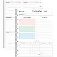 Weekly Planner Undated Refills - Letter Size 53 Sheets/106 Pages Colorful Weekly Planner for 11-Disc Discbound, TUL, 100 gsm White Paper, Lasts 1 Year, Undated, 8.5" x 11"