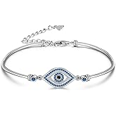 Fenthring Evil Eye Bracelets Blue Evil Eye Bracelet for Women Sterling Silver 925 Turkish Greek Jewelry for Protection Bangle