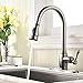 VAPSINT Solid Brass Single Handle Pull Out Sprayer Brushed Nickel Kitchen Sink Faucet, Pull Down Kitchen Faucet With Deck Plate
