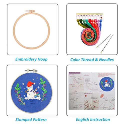 image for Louise Maelys 2 Pack Embroidery Starter Kit Christmas Cross Stitch Ful