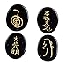 TGS Gems® Healing Crystals - 4pcs Engraved Chakra Black Obsidian Stone Palm Stone Crystal Reiki Symbols