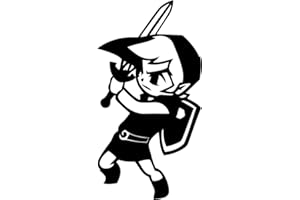 So Cool Stuff Toon Link Holding Sword - Vinyl 5" Tall (Color: Black) Decal Laptop Tablet Skateboard car Windows Stickers