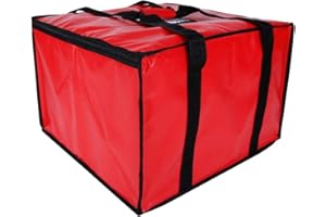 cherrboll Insulated Pizza Delivery Bag, 20 by 20 by 14 -Inch, Commercial Grade Food Delivery Bag, Moisture Free (Red)