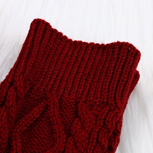 Binmer(TM)Winter Outdoor Fashion Warm Cable Knit Leg Warmers Foot Glove (Wine) - Thumbnail 3