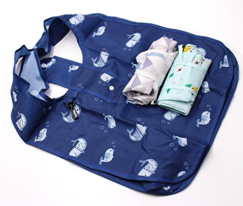 Elegant Styles Reusable Shopping Tote Travel Recycle Grocery Bags - 25" x 18" Super Loading Foldable to Save Space - Whales, Flowers & Checks(Various Styles) Great for Shopping Travel Outdoor