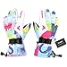 RunRRIn Snow & Ski Gloves for Kids Boys Girls Toddlers - Waterproof, Touchscreen Winter Gloves with Thermal Insulated, Warm for Skiing, Snowboarding & Cold Weather (White-L)