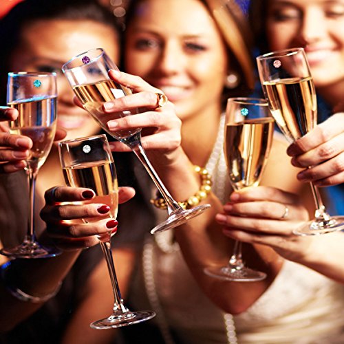 SWAROVSKI CRYSTAL Magnetic Wine Glass Charms (Set of 12) by Claim Your Glass - Premium Drink Markers for Wine, Champagne, Beer, Cocktail Glasses - Includes Storage Case + Spare Magnet