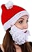 Simplicity Warm Winter Christmas Costume Knit Santa Hat with Beard set, Red