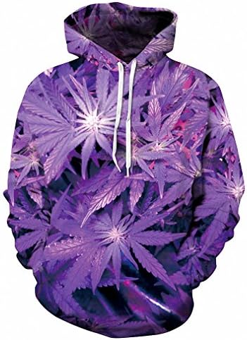 New 3D Hoodie Men Purple Weed Leaf Print Sweatshirt Fashion Hooded Sweats Unisex Clothing Fashion hoodie XXXL