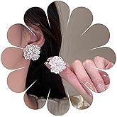 Erimberate Bohemian Enamel Camellia Flower Earrings Acrylic White Camellia Earrings Wedding White Flower Stud Earrings Big Floral Petal Earrings Jewelry for Women Gifts