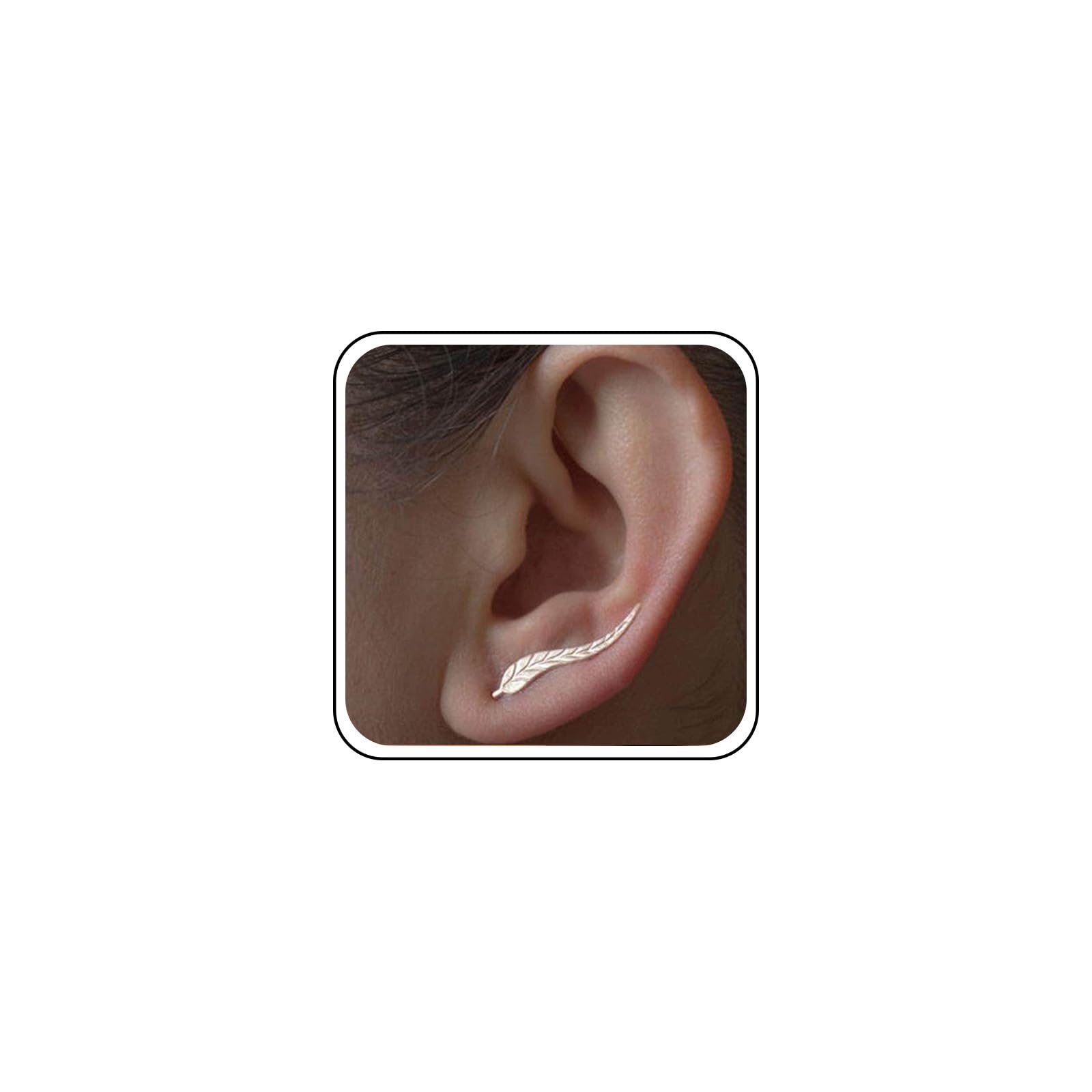 TseenYi Leaf Ear Climber Earrings Gold Ear Crawlers Earrings Minimalist Charm Earring Jewelry for Women and Girls (Gold)