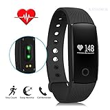 Heart Rate monitor Fitness Tracker KESSDER ID107 Bluetooth Smart Wristband Sport Bracelet with Sleep Monitor Step and Calorie Counter Vibrating Alarm