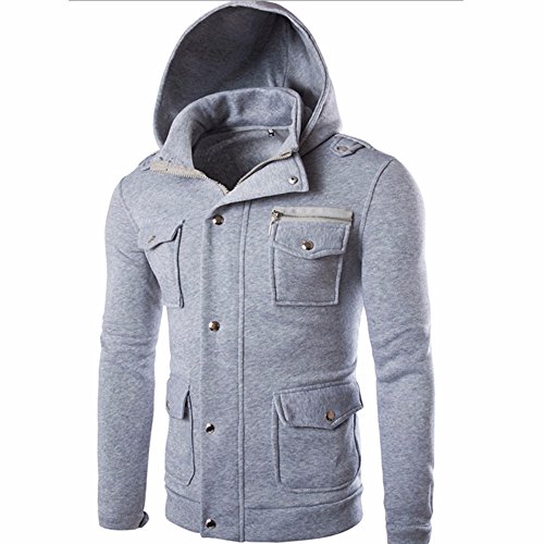 ZEFOTIM Men Pocket Solid Coat Jacket Sweater Swearshirt Hoodie Long Sleeve Outwear