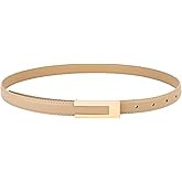 BAOKELAN Women Leather Belt Skinny Waist Belts for Dress Thin Waist Belt with Gold Buckle for Jeans Pants