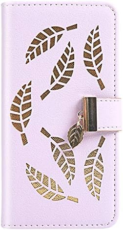 Samsung Galaxy Note 10 Case, Bling Glitter Leaf Shockproof Flip PU Leather Wallet Notebook Phone Case with Magnetic Closure Stand Card Holder Slots Protective Cover for Samsung Galaxy Note 10 Purple