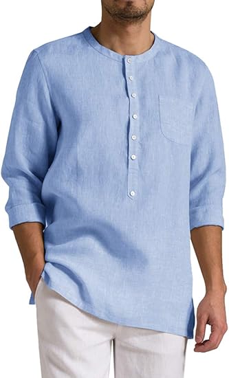 ORANDESIGNE Camisa Hombre Blusa Suelta Casual Transpirable Top de Manga